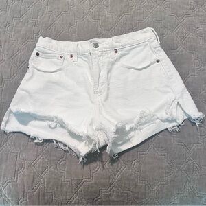 Abercrombie & Fitch White Frayed Jean Shorts